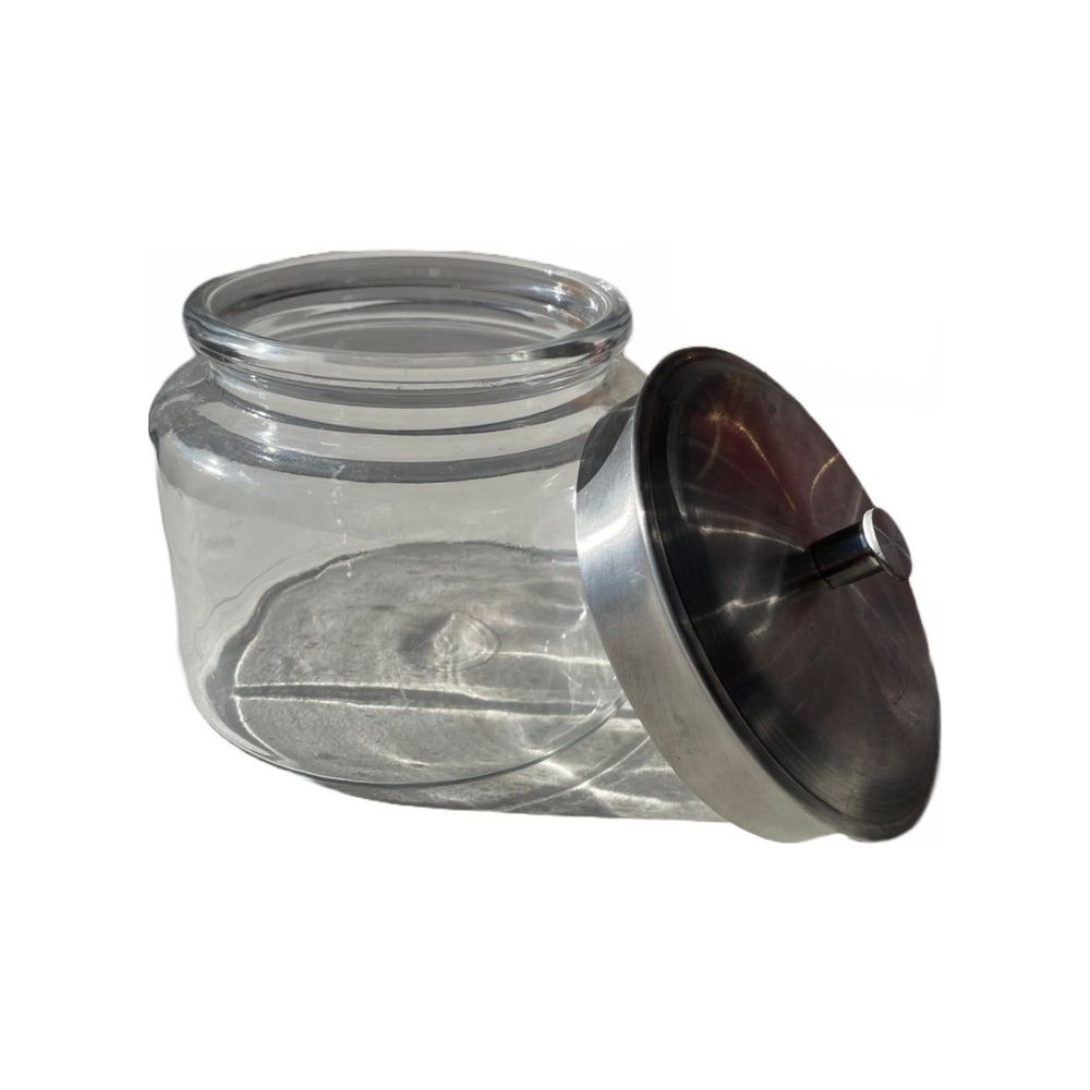 Large Glass storage jar with metal lid
